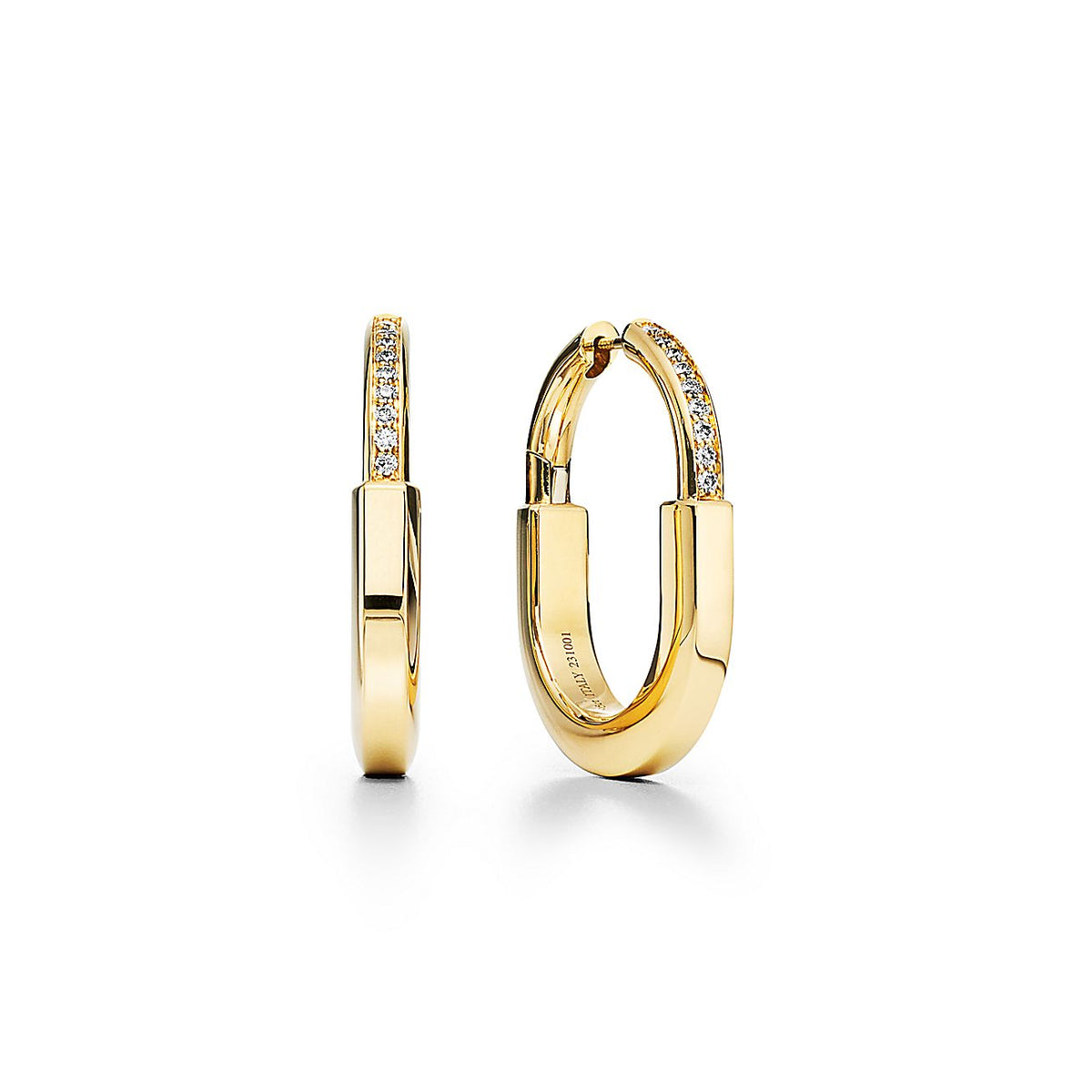 18K Tiffany Lock Diamonds Medium Earrings