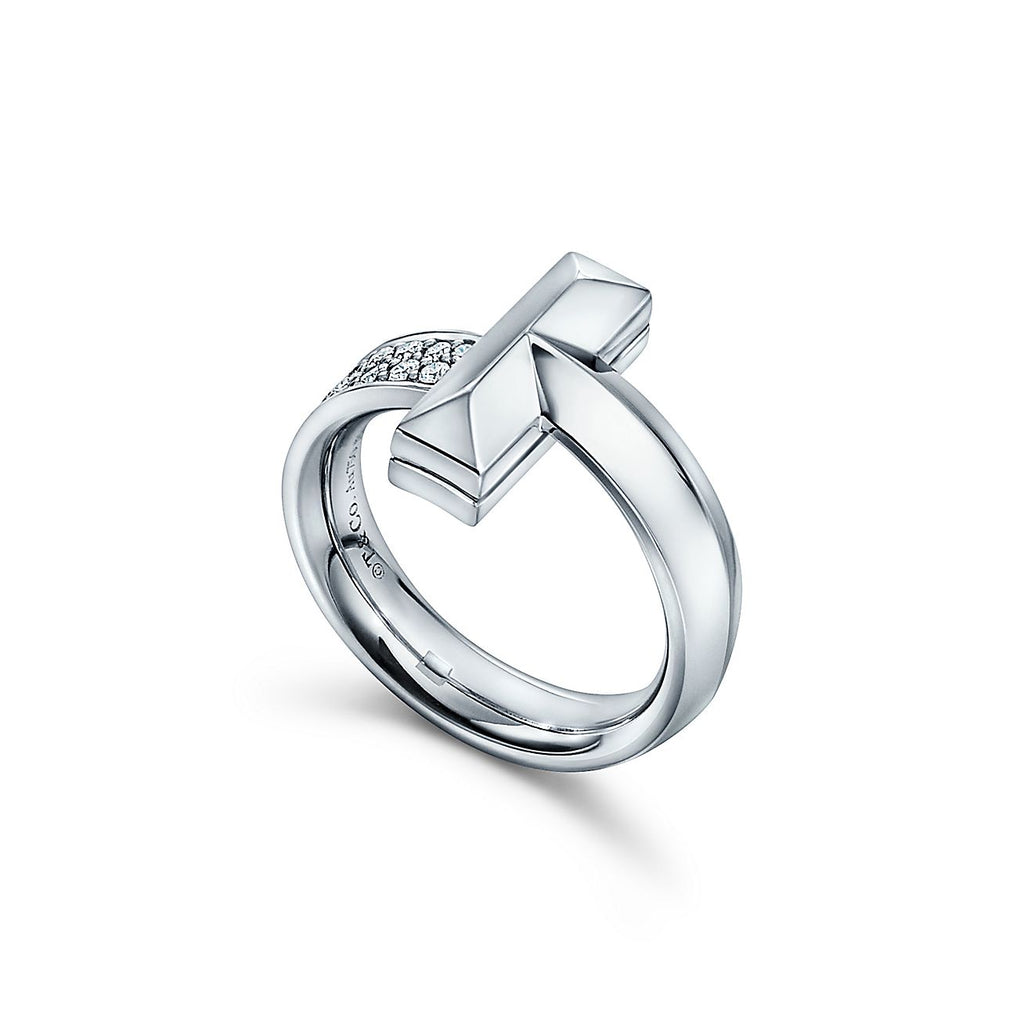 18K Tiffany Narrow Pave Ring