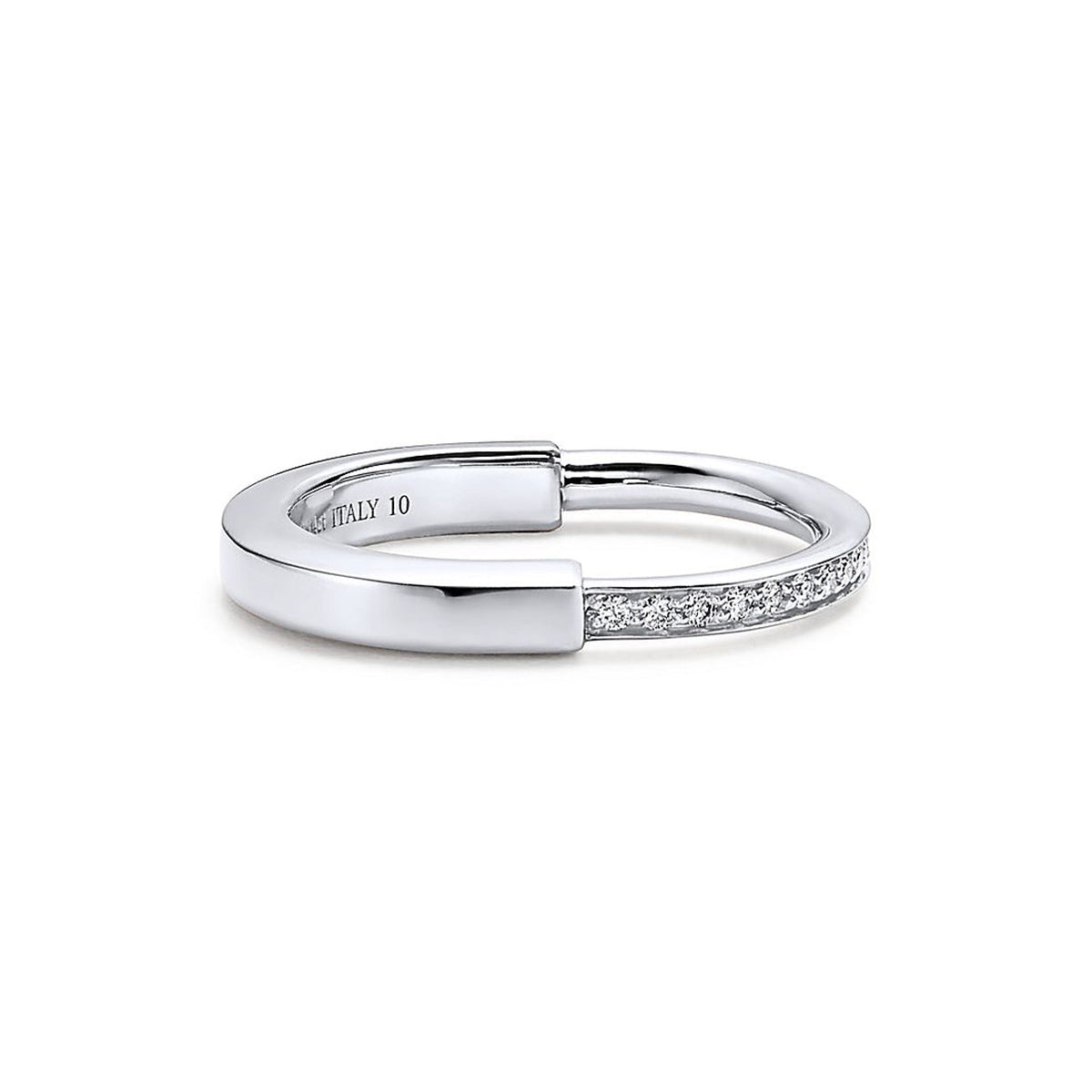 18K Tiffany Lock Diamonds White Gold Ring