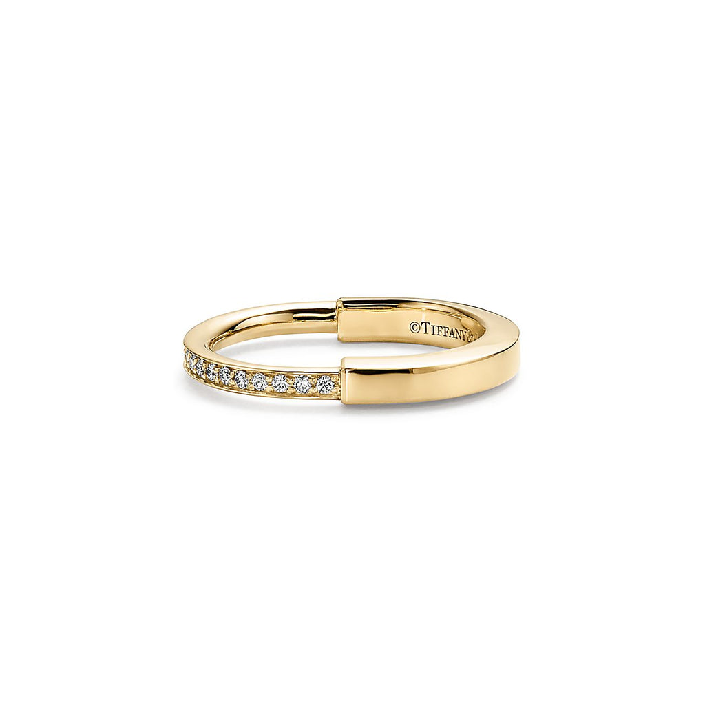 18K Tiffany Lock Diamonds Yellow Gold Ring