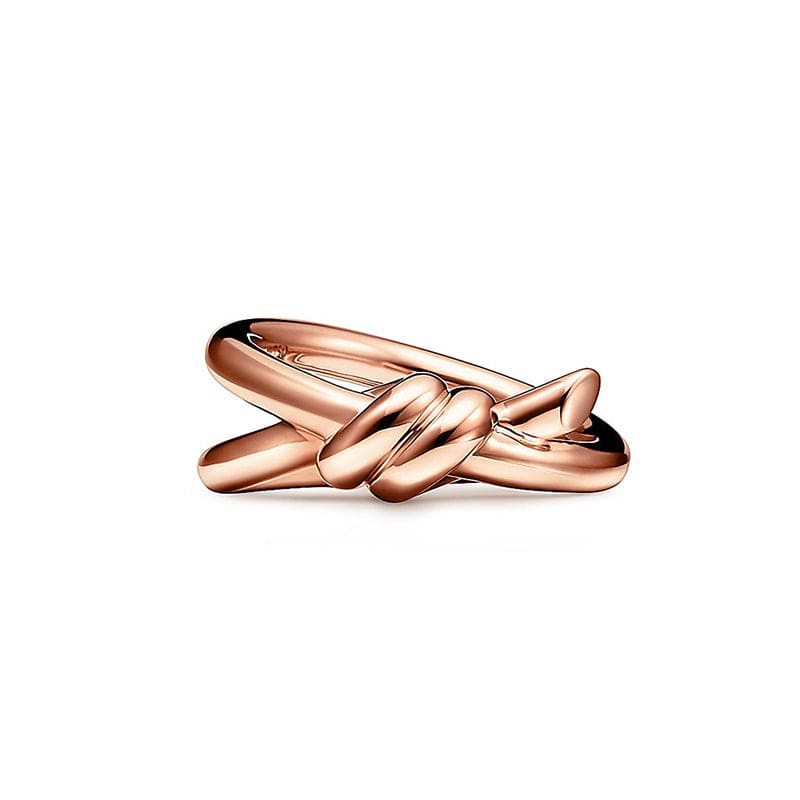 18K Rose Gold Tiffany Knot Double Row Ring