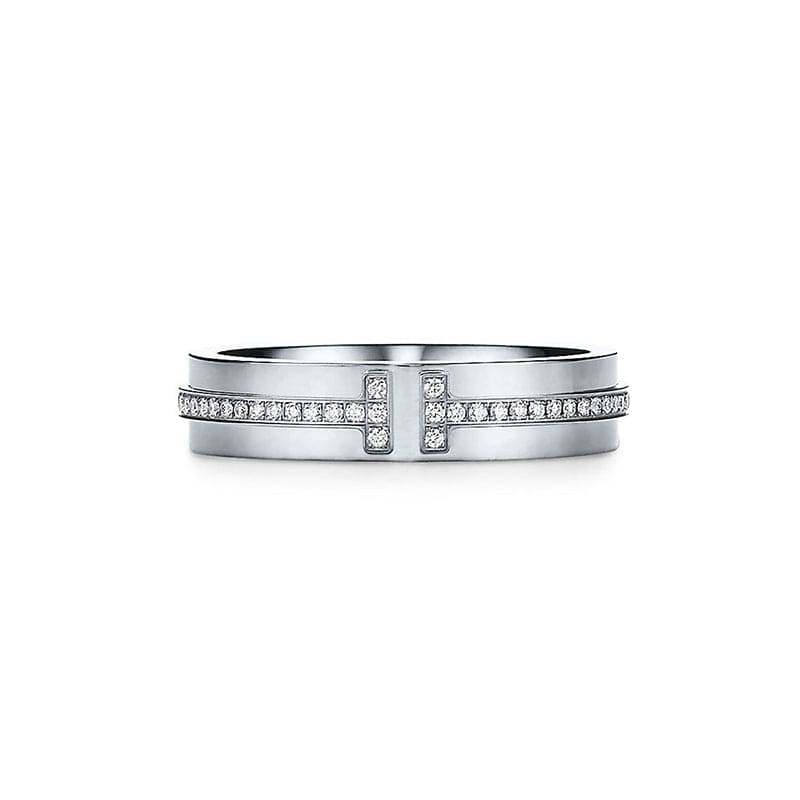 18K White Gold Tiffany Narrow Diamond Ring