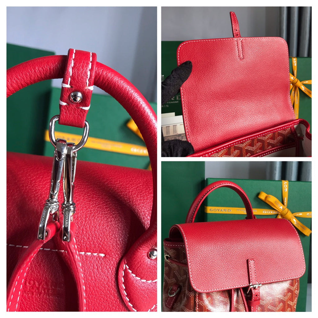 ALPIN MINI BACKPACK 21 IN CLASSIC RED LAMBSKIN AND GOYARDINE CANVAS