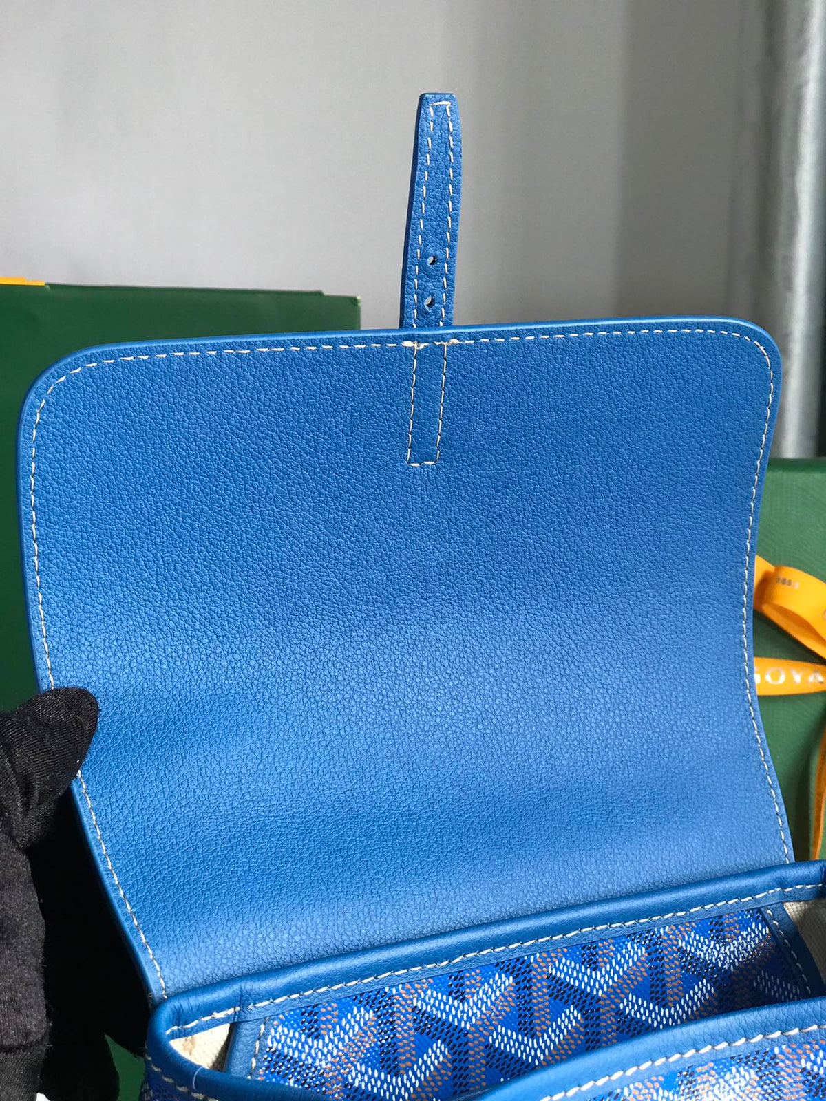 ALPIN MINI BACKPACK 21 IN SAPPHIRE BLUE LAMBSKIN AND GOYARDINE CANVAS