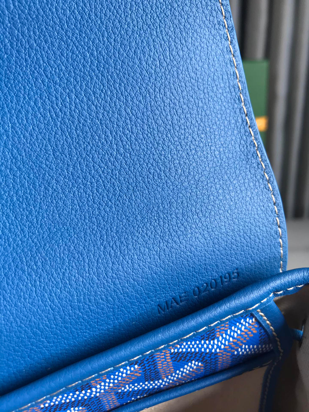 ALPIN MINI BACKPACK 21 IN SAPPHIRE BLUE LAMBSKIN AND GOYARDINE CANVAS