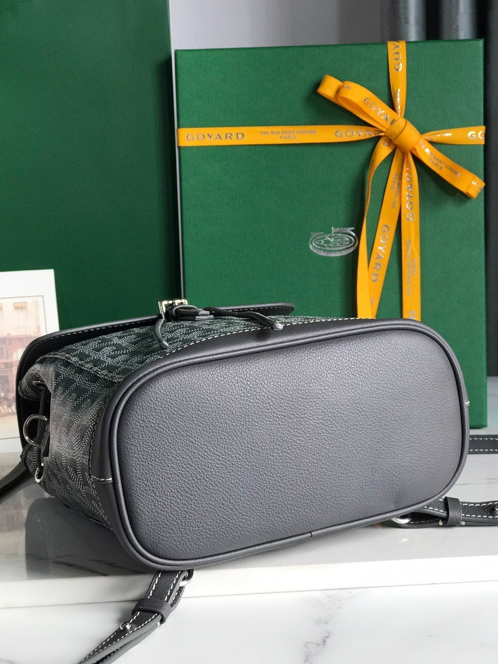 ALPIN MINI BACKPACK 21 IN GRAY LAMBSKIN AND GOYARDINE CANVAS