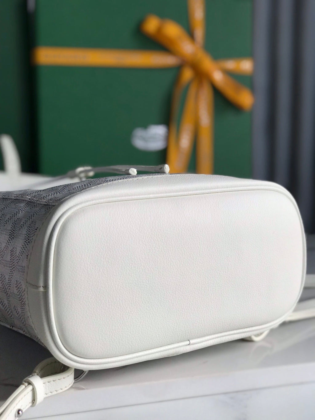ALPIN MINI BACKPACK 21 IN WHITE LAMBSKIN AND GOYARDINE CANVAS