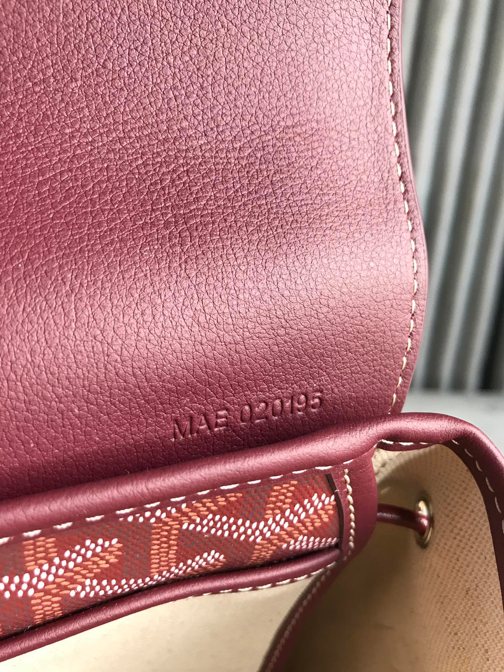 ALPIN MINI BACKPACK 21 IN WINE RED LAMBSKIN AND GOYARDINE CANVAS