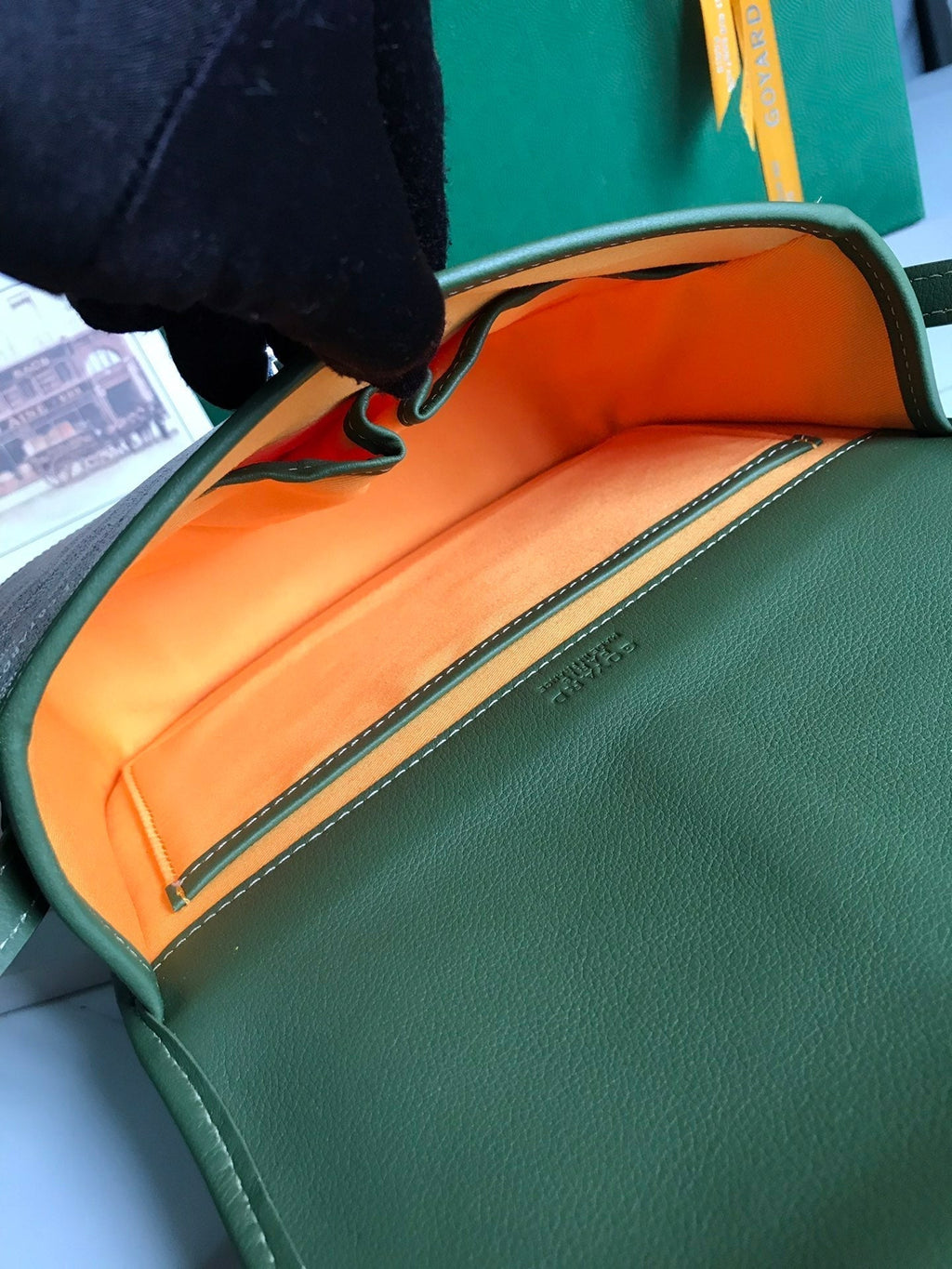 BELVEDERE MM BAG 21 IN GREEN GOYARDINE CANVAS AND CALFSKIN