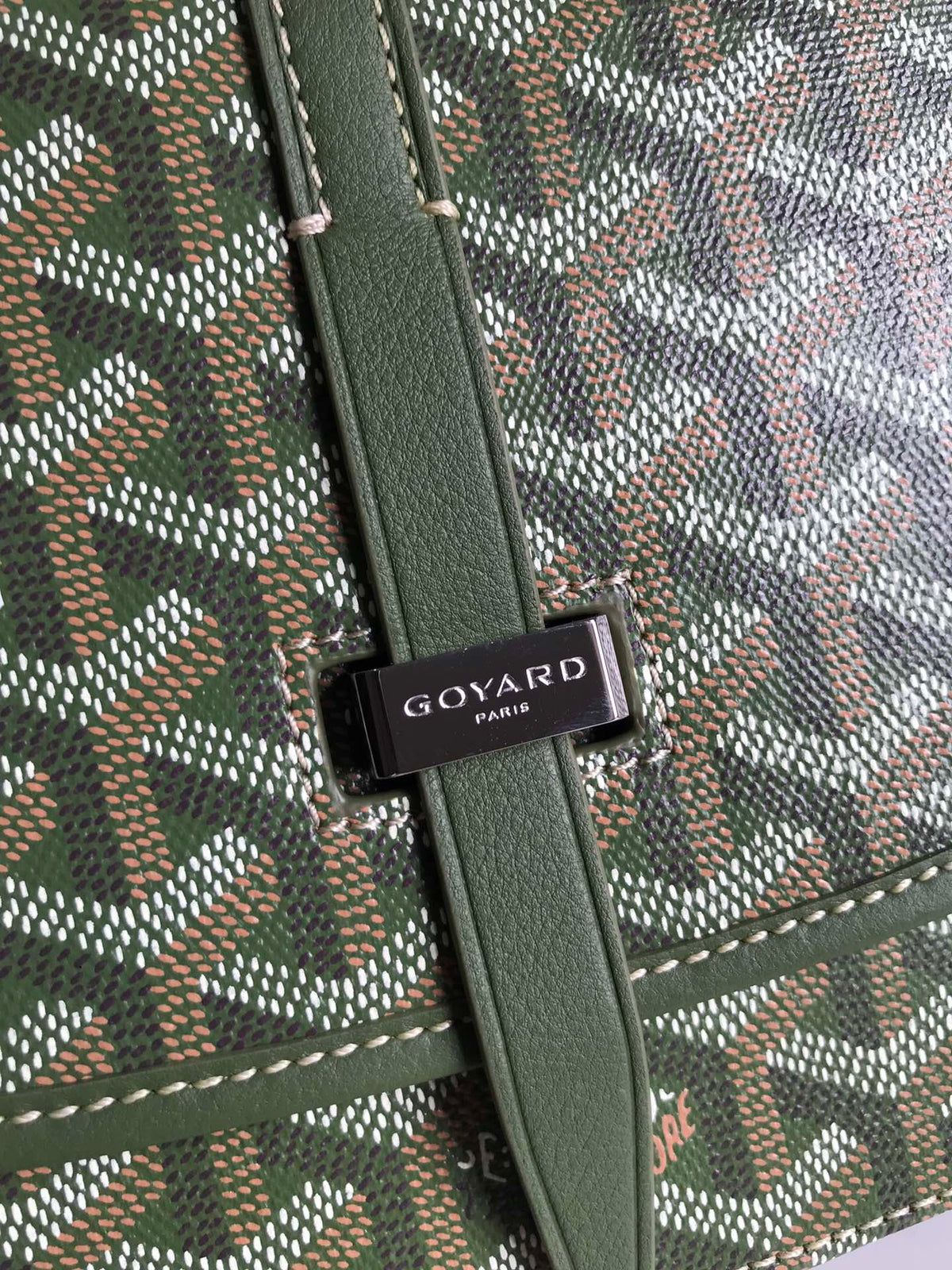 BELVEDERE MM BAG 21 IN GREEN GOYARDINE CANVAS AND CALFSKIN