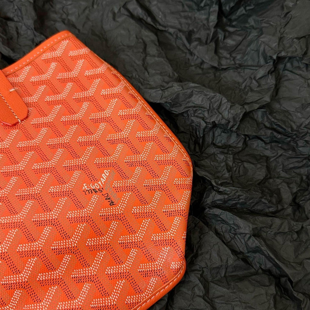 ANJOU MINI BAG 20 IN RED ORANGE GOYARDINE CANVAS AND CALFSKIN