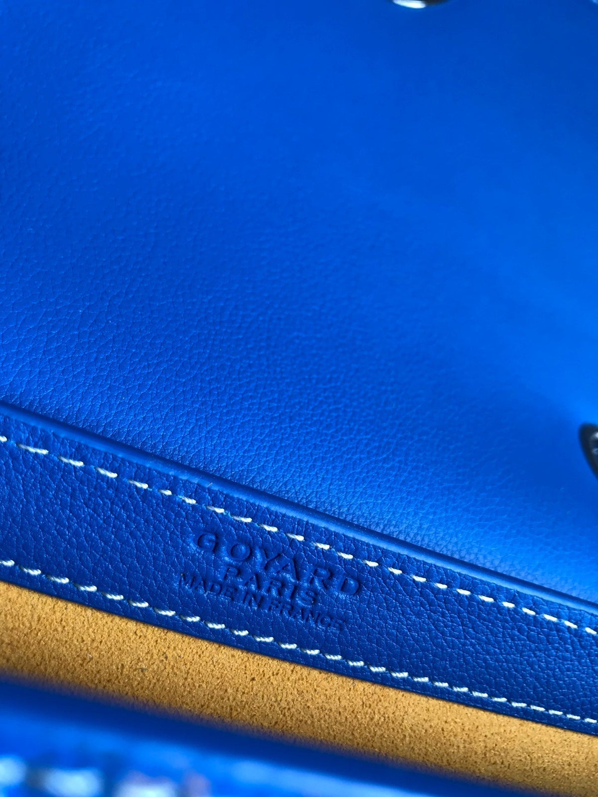 233 BAG 25 IN SAPPHIRE BLUE CALFKIN AND GOYARDINE CANVAS