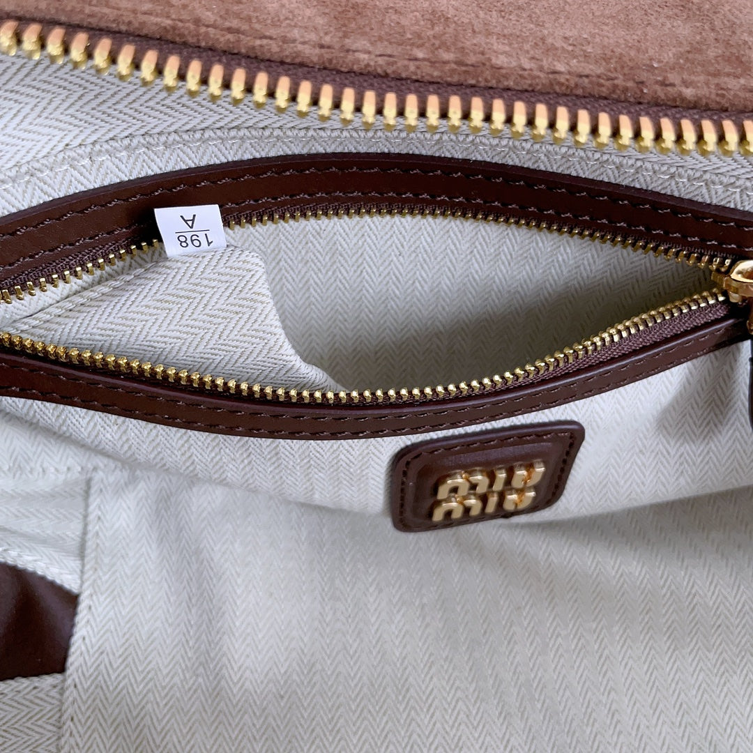 ARCADIE BAG 27 IN PENNY BROWN SUEDE GOLD HARDWARE