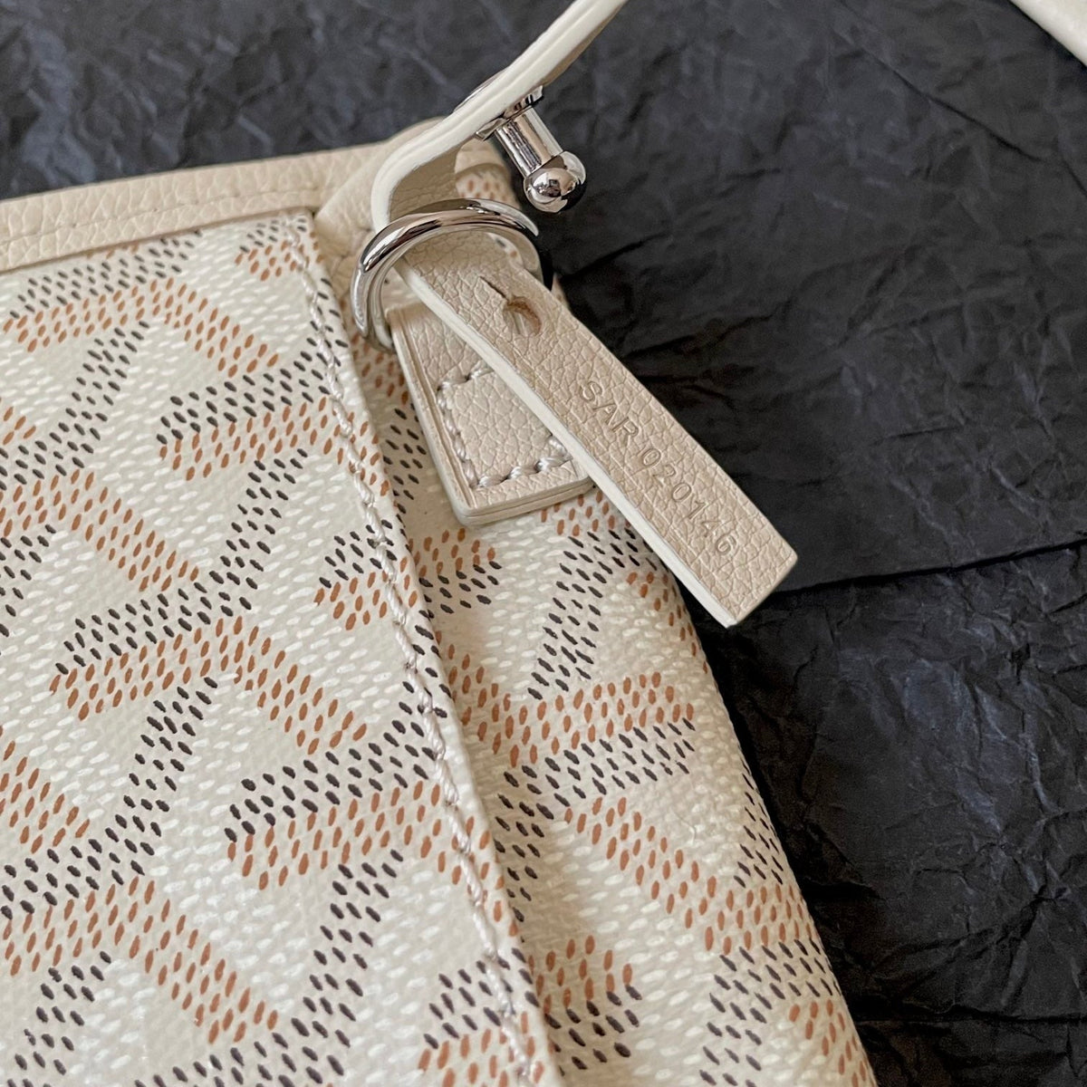 ANJOU MINI BAG 20 IN BEIGE GOYARDINE CANVAS AND CALFSKIN