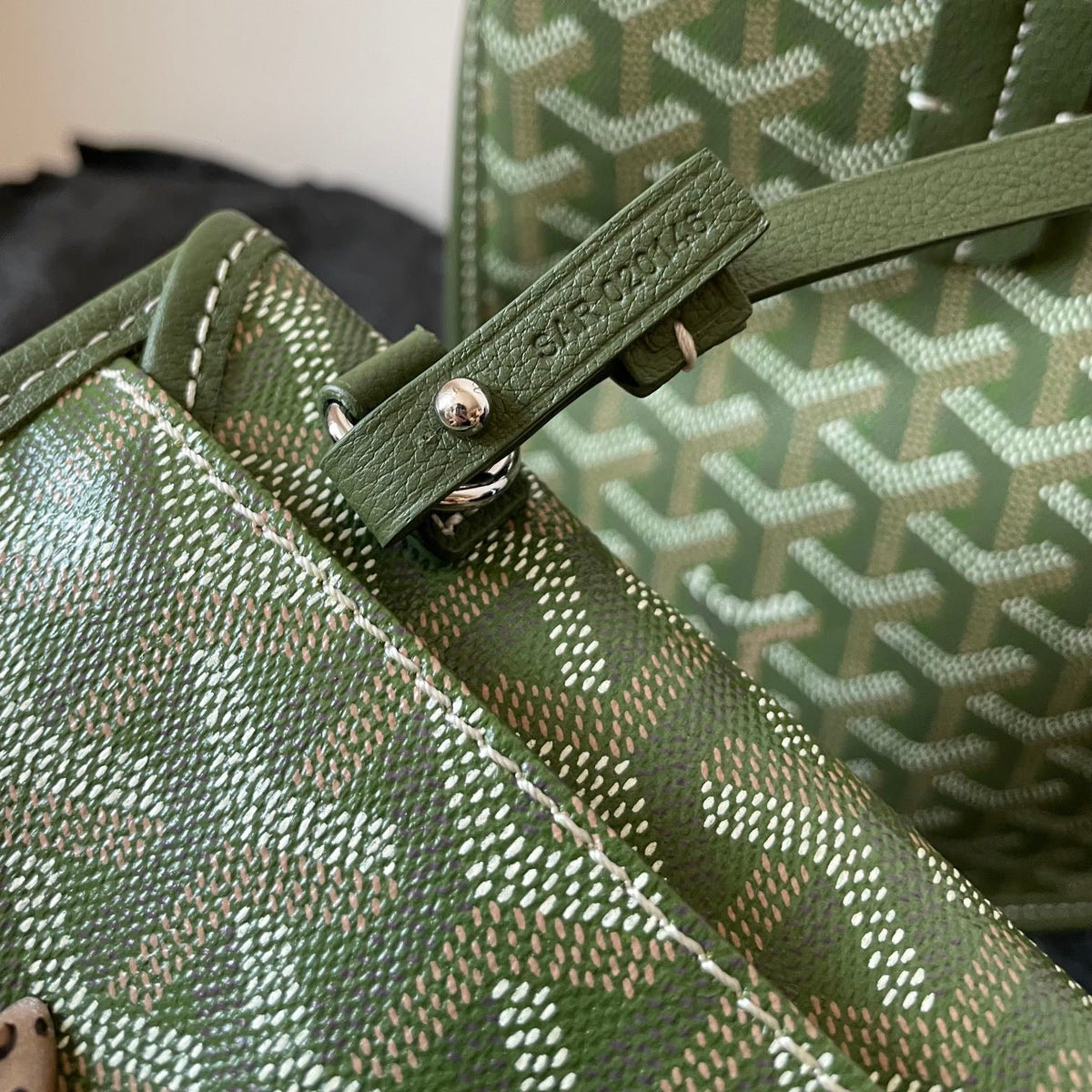 ANJOU MINI BAG 20 IN WOODLAND GREEN GOYARDINE CANVAS AND CALFSKIN