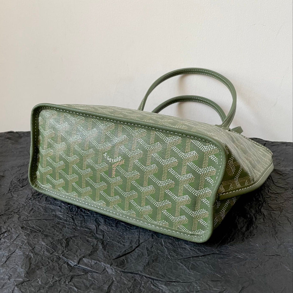 ANJOU MINI BAG 20 IN WOODLAND GREEN GOYARDINE CANVAS AND CALFSKIN