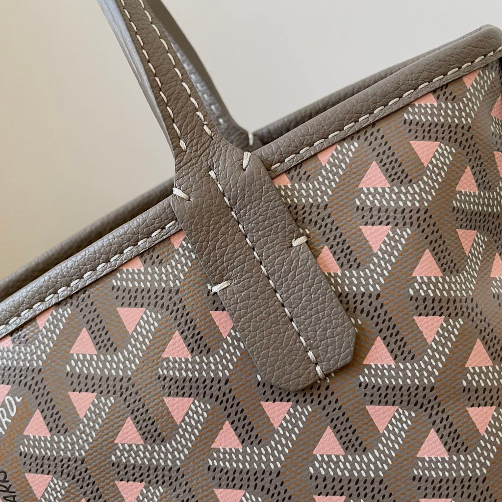 ANJOU MINI BAG 20 IN GREY MIX PINK GOYARDINE CANVAS AND CALFSKIN