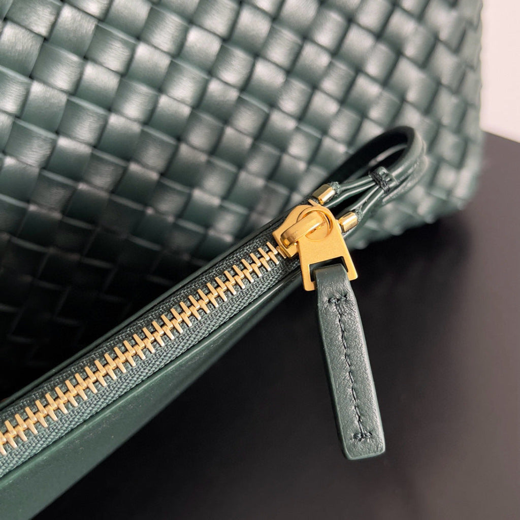 BOTTEGA VENETA 25S LARGE CABAT BAG 51 IN DEEP SLATE GREEN LAMBSKIN