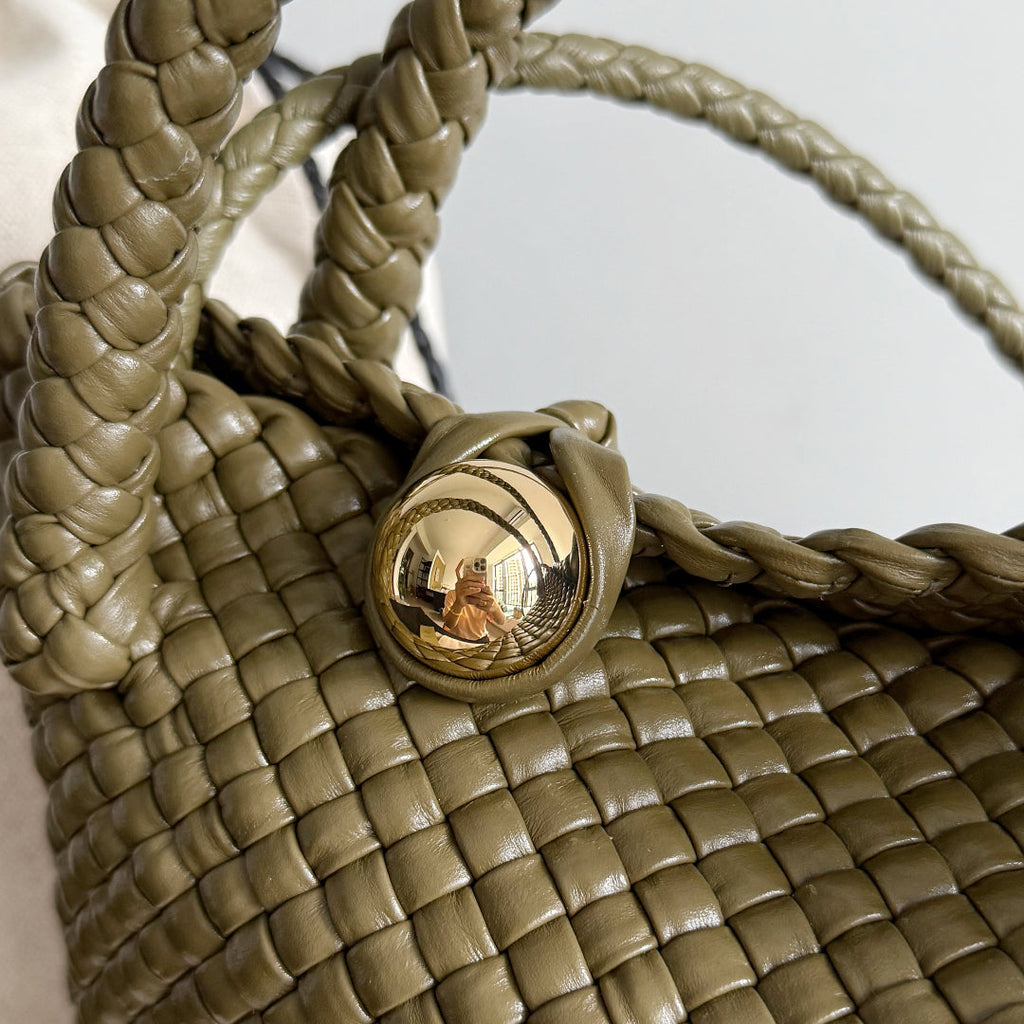 BOTTEGA VENETA 25S MINI TOSCA 20 IN DARK OLIVE BROWN CALFSKIN