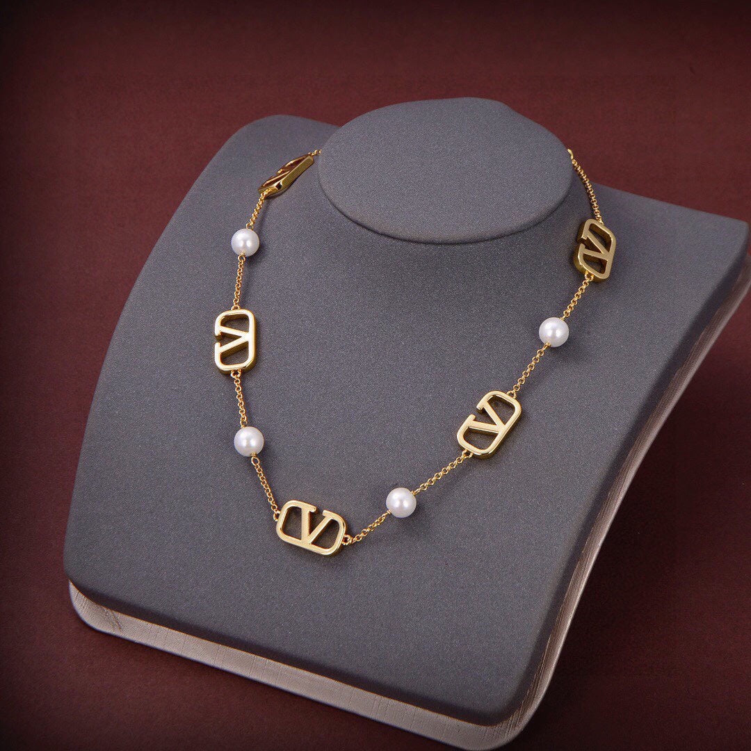 18K Valentino VLogo Necklace