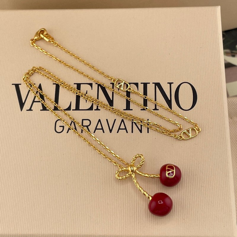 18K VLogo Red Cherry Gold Necklace