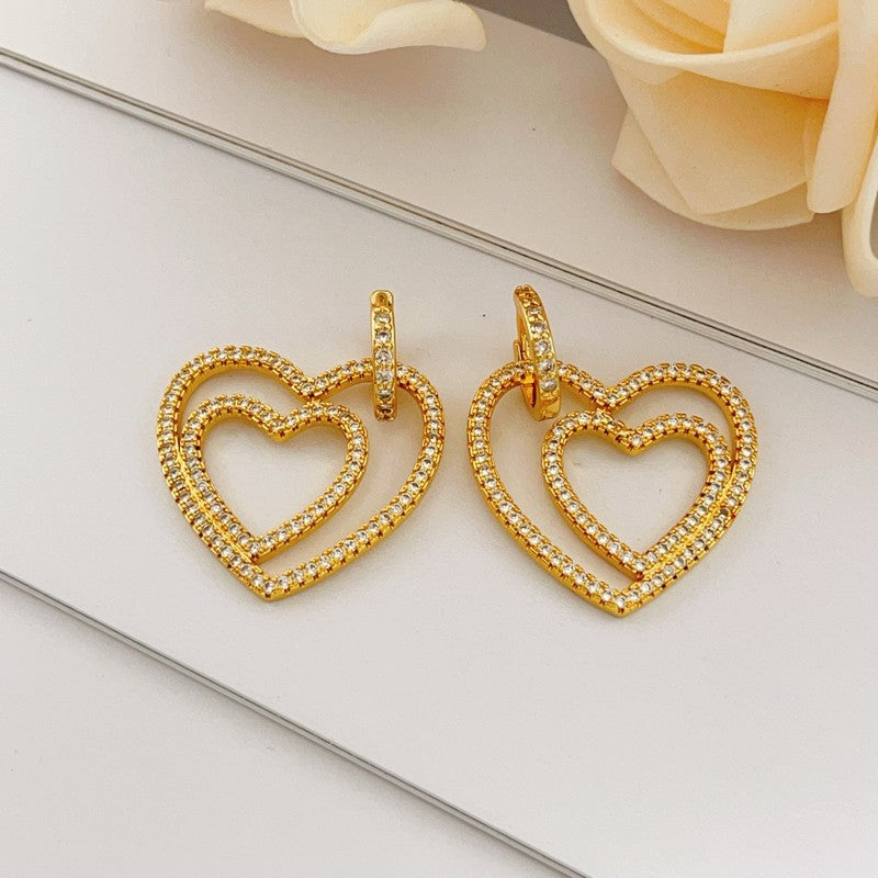 18K Tiffany Heart Diamond Earrings