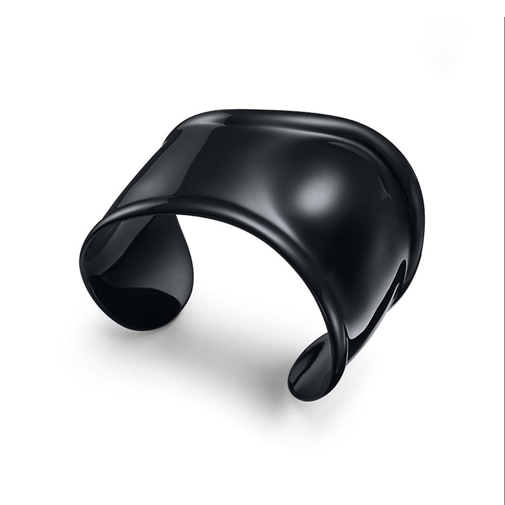 18K Tiffany Elsa Peretti Small Bone Cuff Black Bracelet