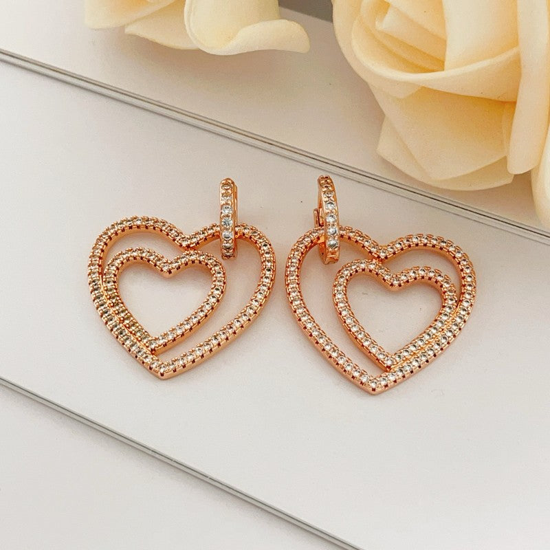 18K Tiffany Heart Diamond Earrings