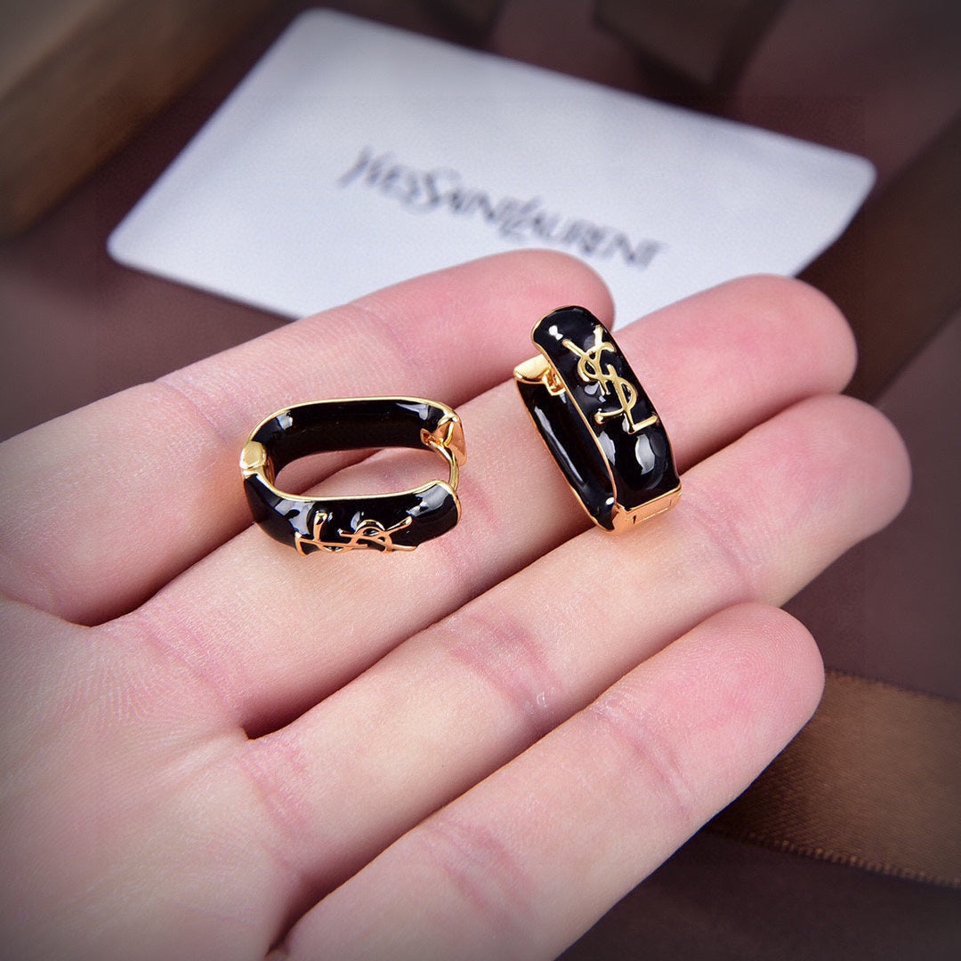 18K YSL Black Earrings