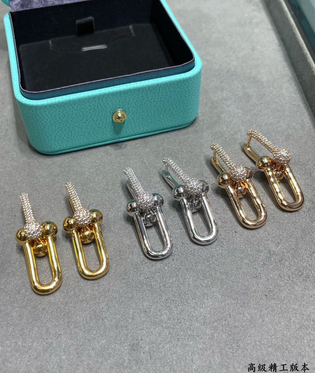 18K Tiffany HardWear Large Link Diamonds Earrings
