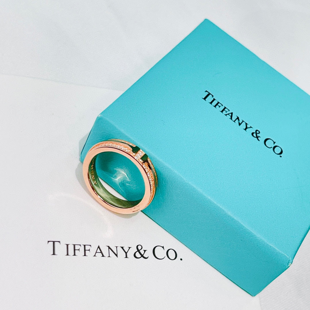18K Tiffany Narrow Pave Diamond Ring