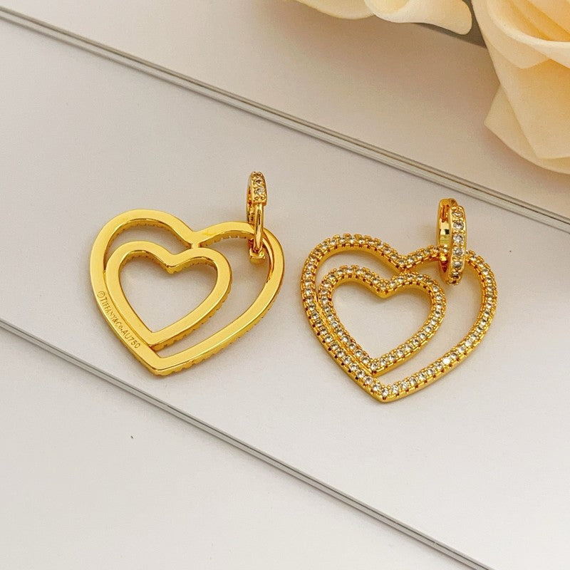 18K Tiffany Heart Diamond Earrings