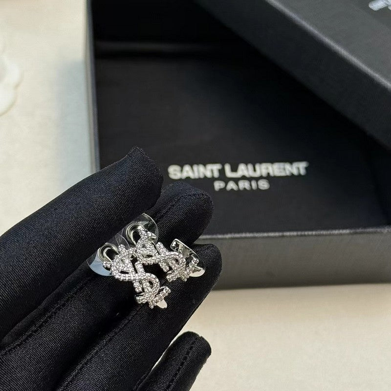 18K YSL Gold Diamond Circle Earrings