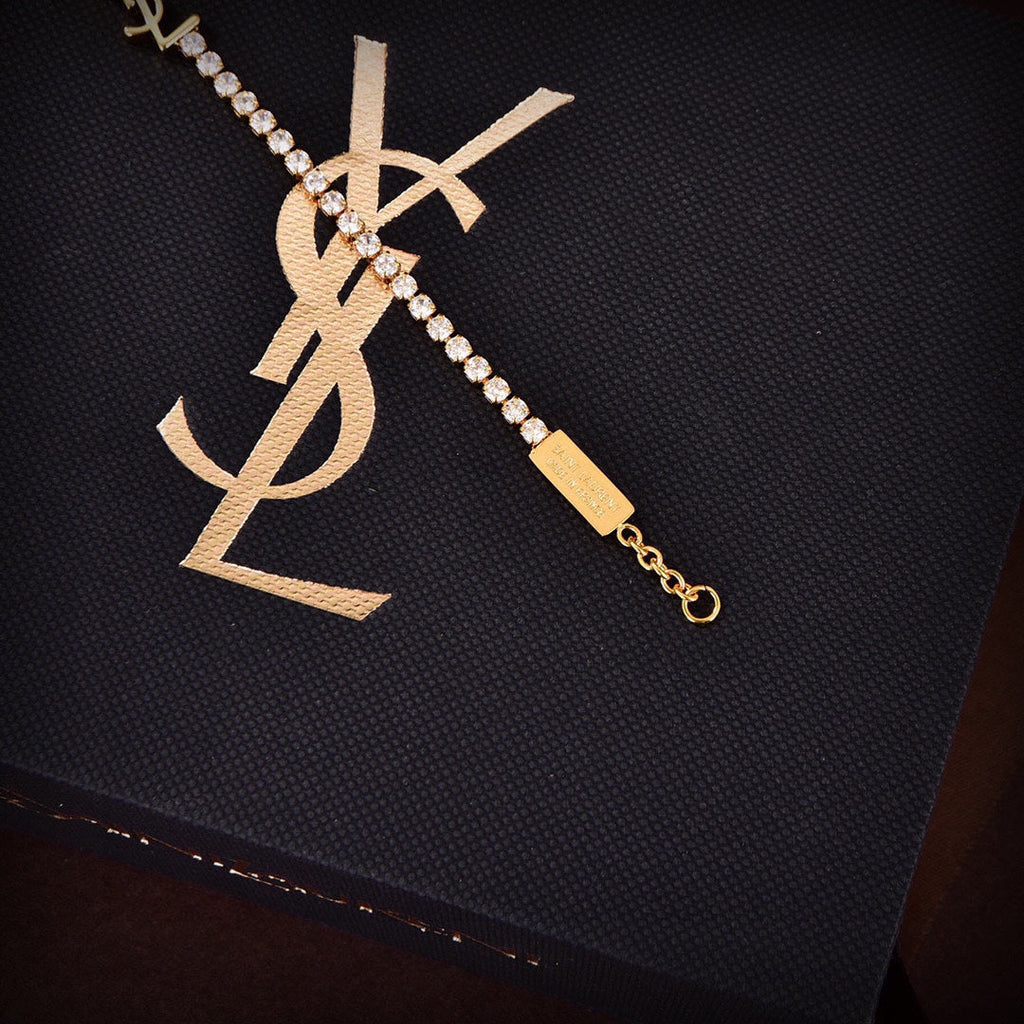 18K YSL Crystals Chain Bracelet