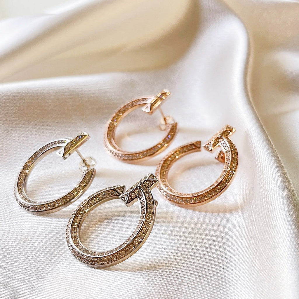 18K Tiffany T1 Open Hoop Rose Gold Earrings