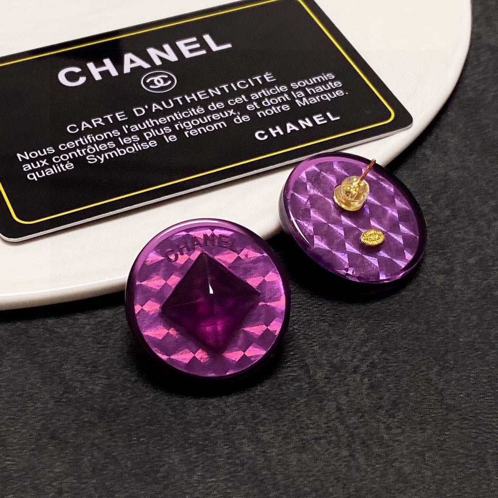 18K Vintage  Chanel Purple Earrings
