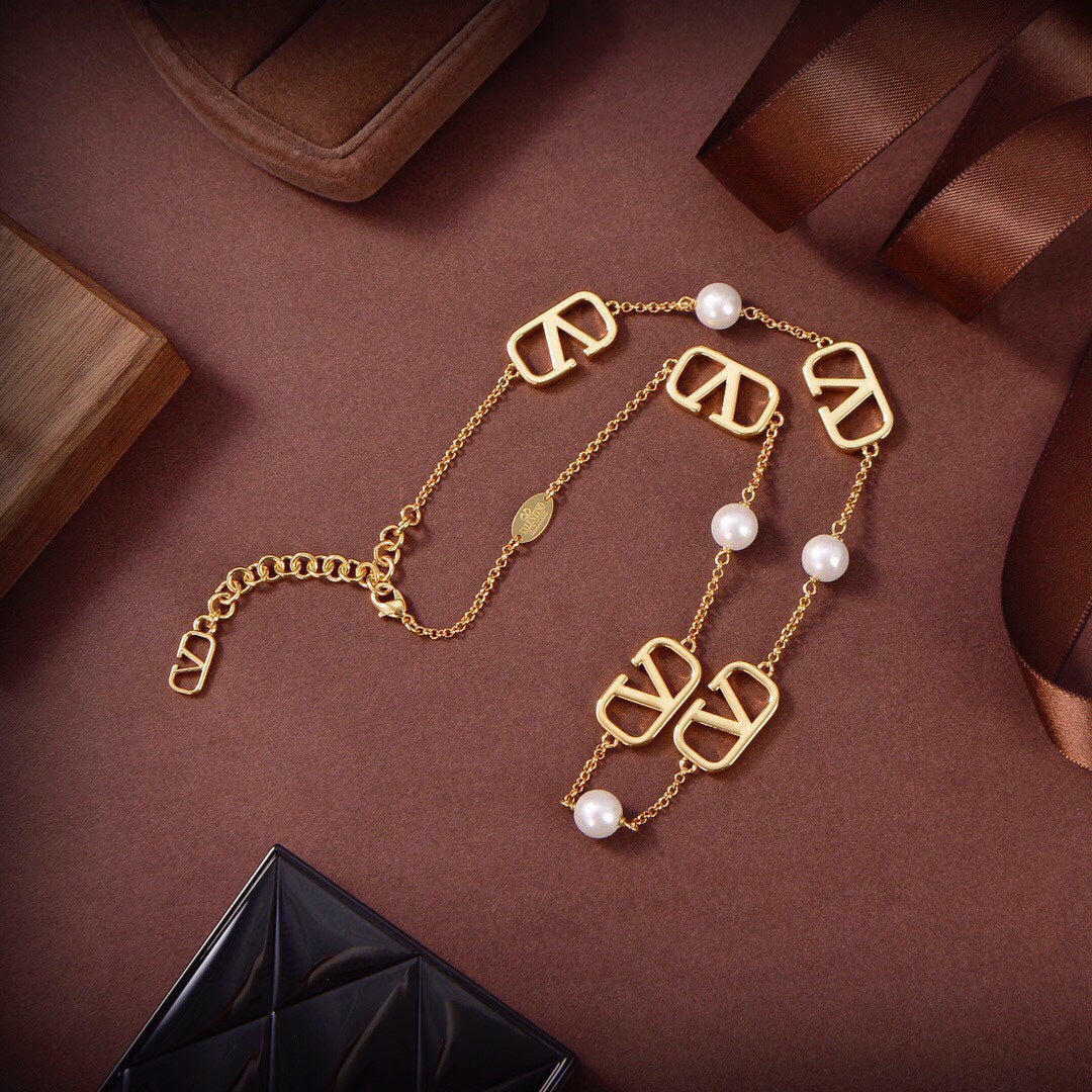18K Valentino VLogo Necklace