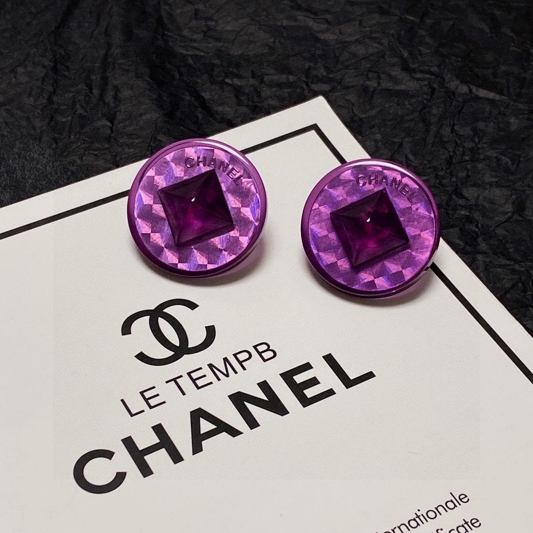 18K Vintage  Chanel Purple Earrings