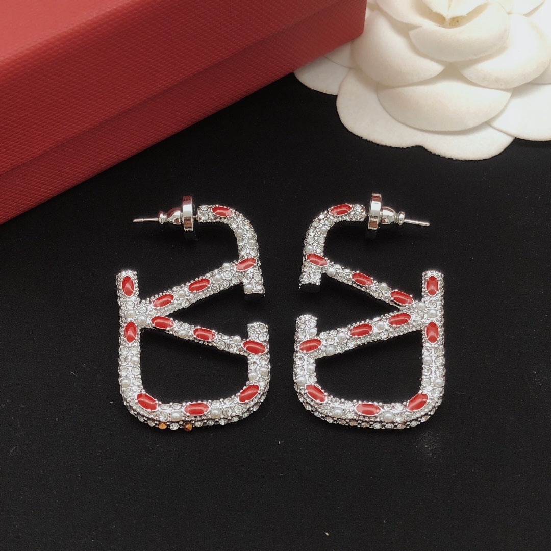 18K Valentino Red Crystal Earrings