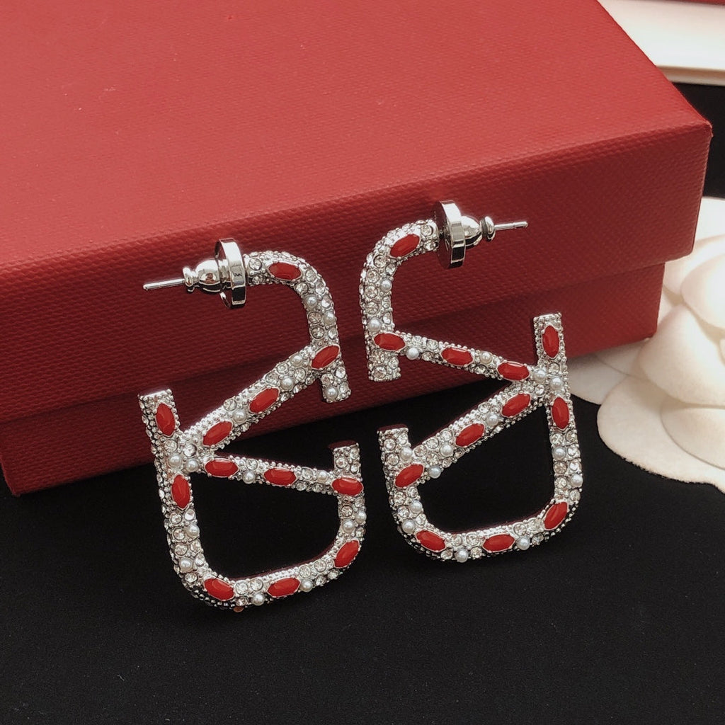 18K Valentino Red Crystal Earrings
