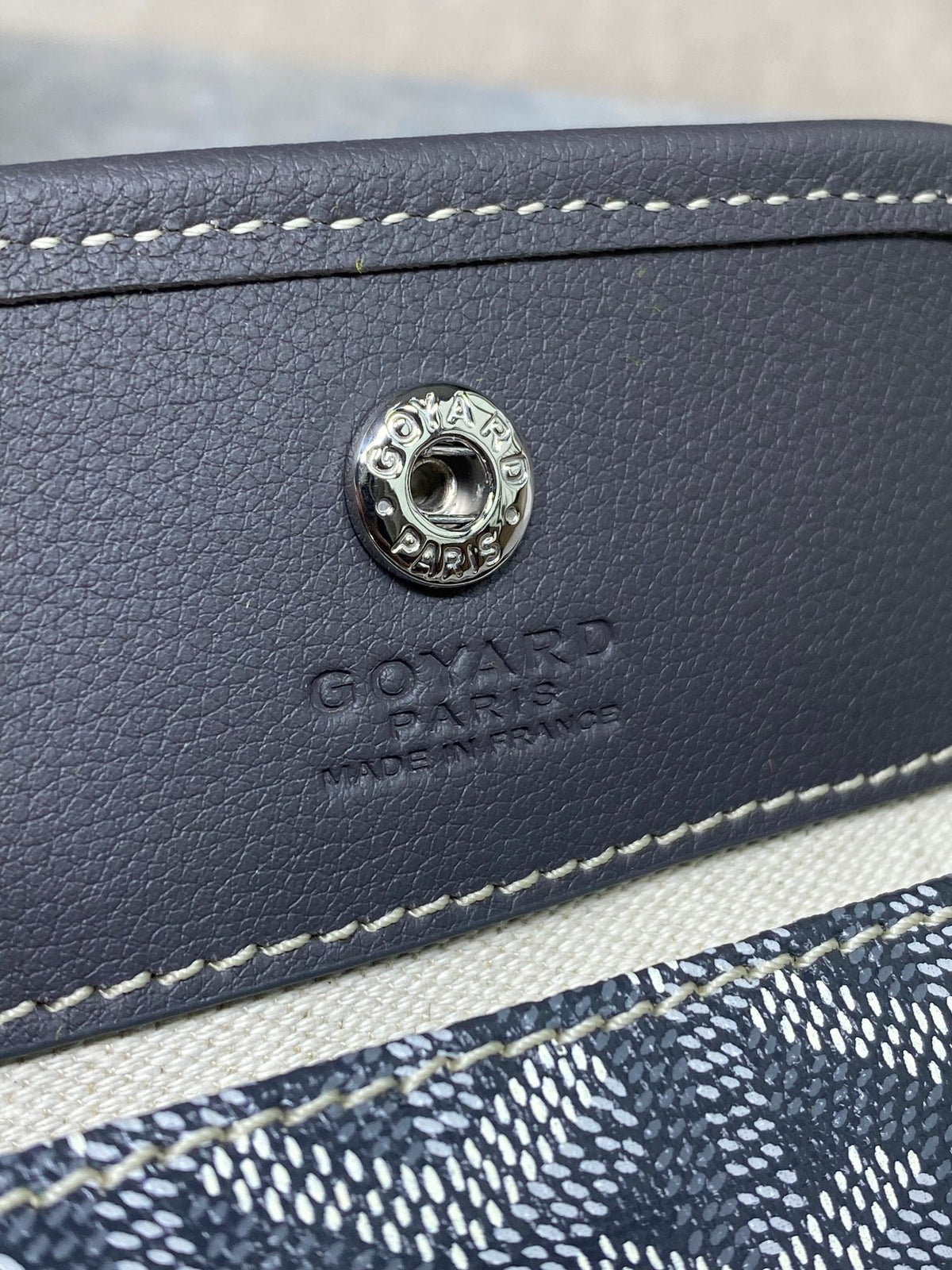 ANJOU MINI BAG 20 IN GREY GOYARDINE CANVAS AND CALFSKIN