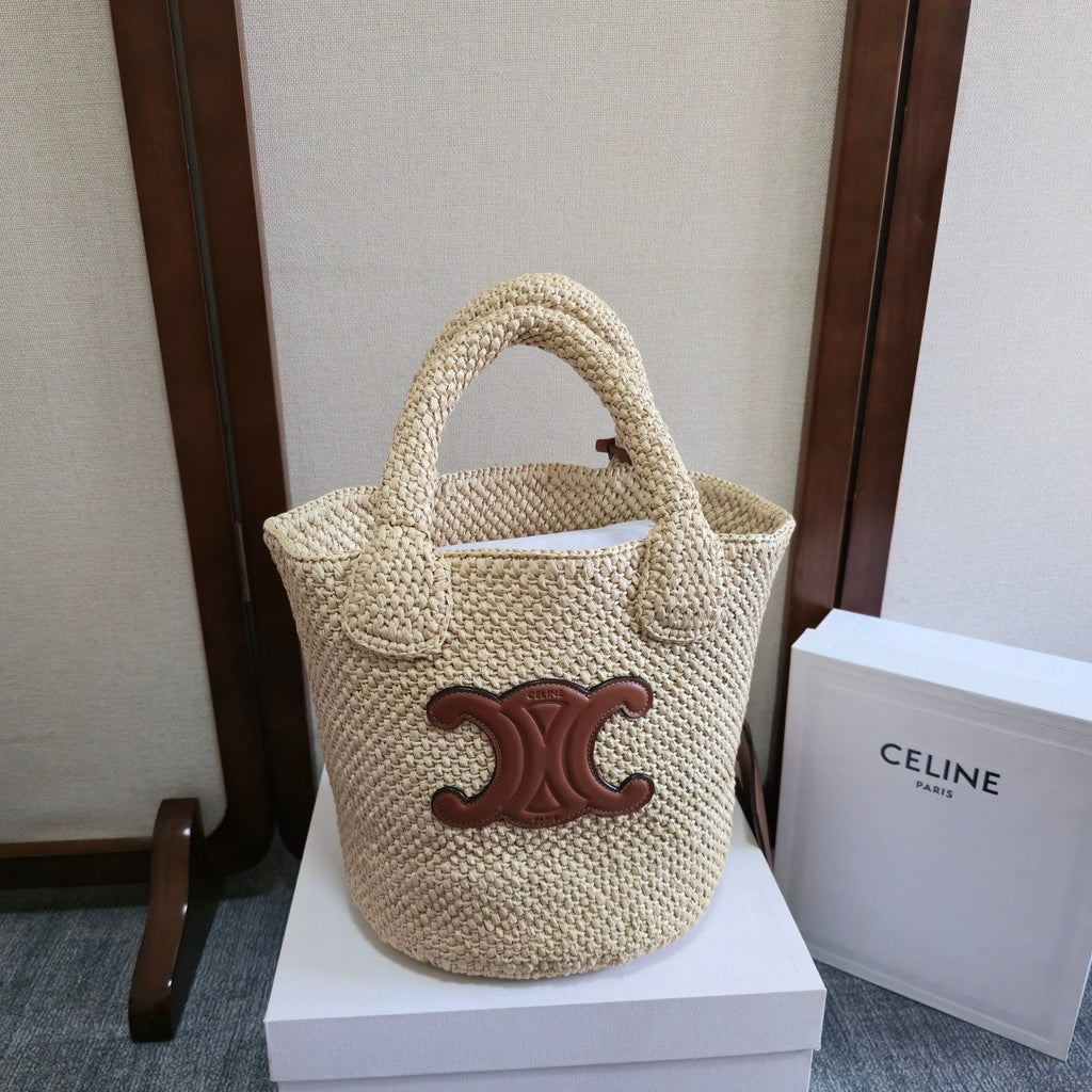 CELINE BAG TRIOMPHE 23 IN LIGHT BEIGE RAFFIA