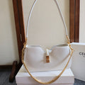 CELINE 25S SHOULDER CAMILLE 16 SOFT 27MM IN WHITE CALFSKIN GOLD HARDWARE