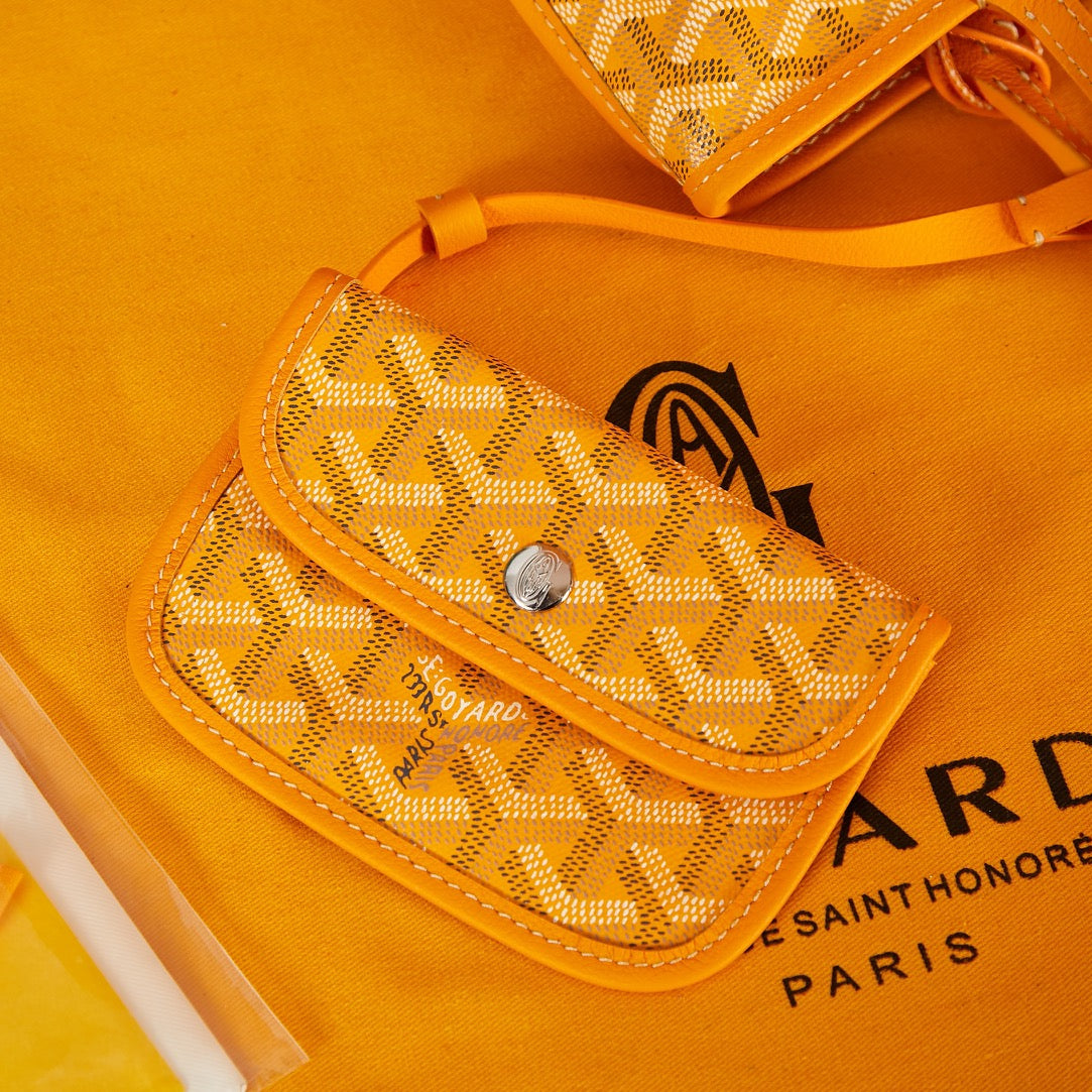 ANJOU MINI BAG 20 IN YELLOW GOYARDINE CANVAS AND CALFSKIN
