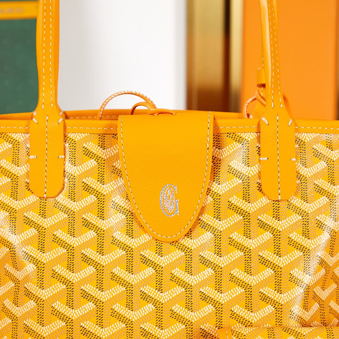 ANJOU MINI BAG 20 IN YELLOW GOYARDINE CANVAS AND CALFSKIN