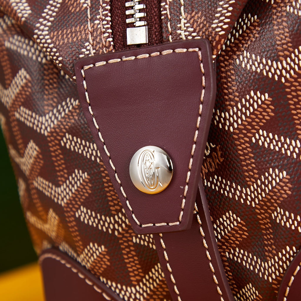 BOWLING TOILETRY BAG 24 IN BURGUNDY RED GOYARDINE CANVAS AND CALFSKIN