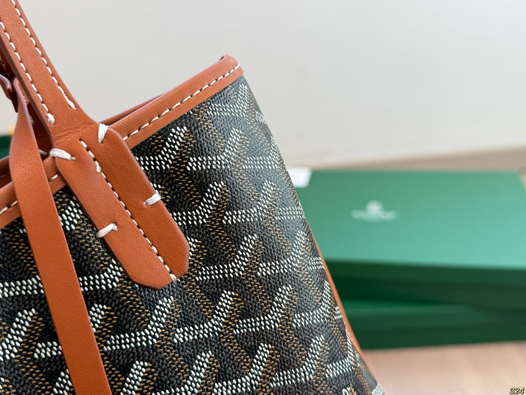 ANJOU MINI BAG 21 IN BROWN GOYARDINE CANVAS AND CALFSKIN