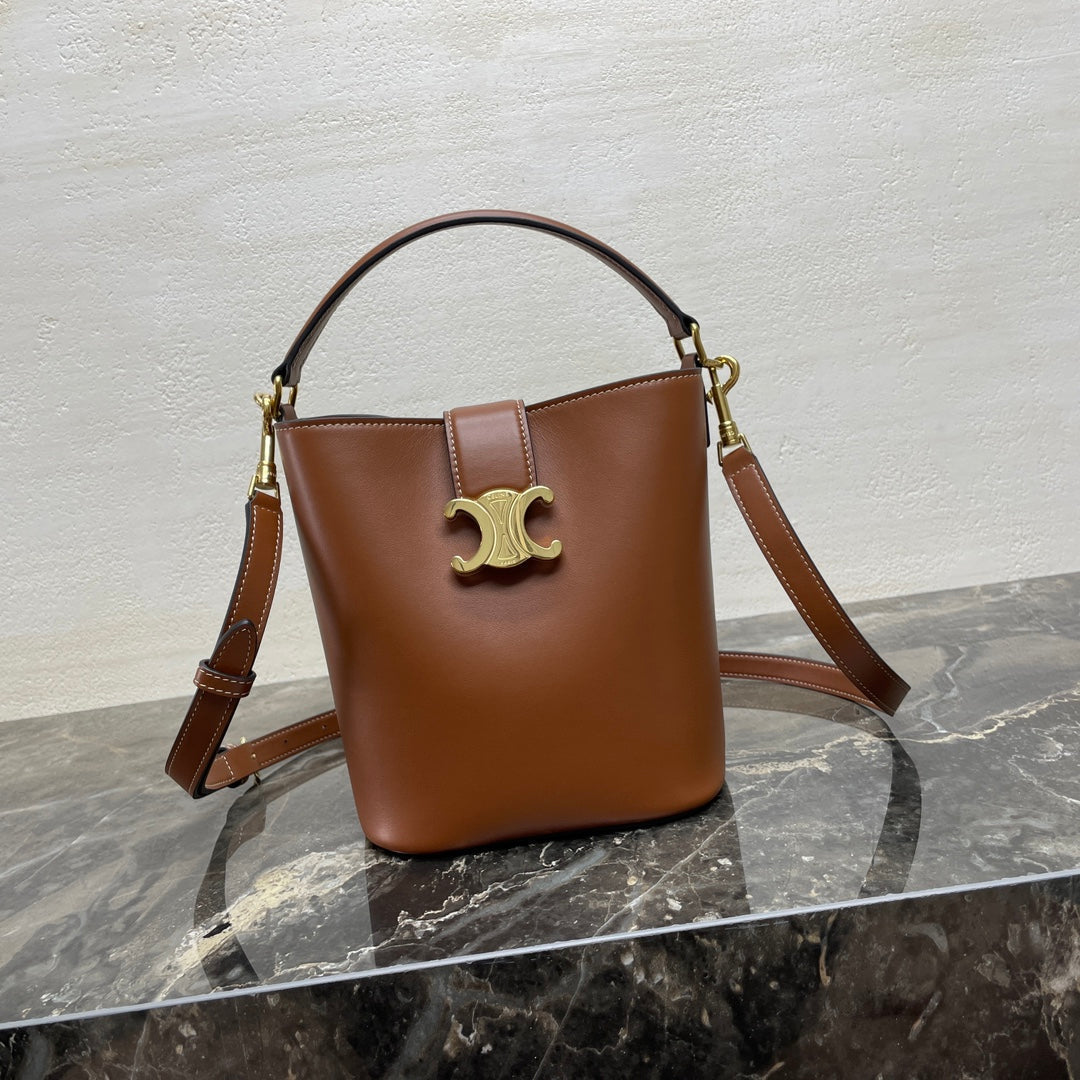 CELINE MINI 19 LOUISE BAG IN BRONZE BROWN SMOOTH CALFSKIN