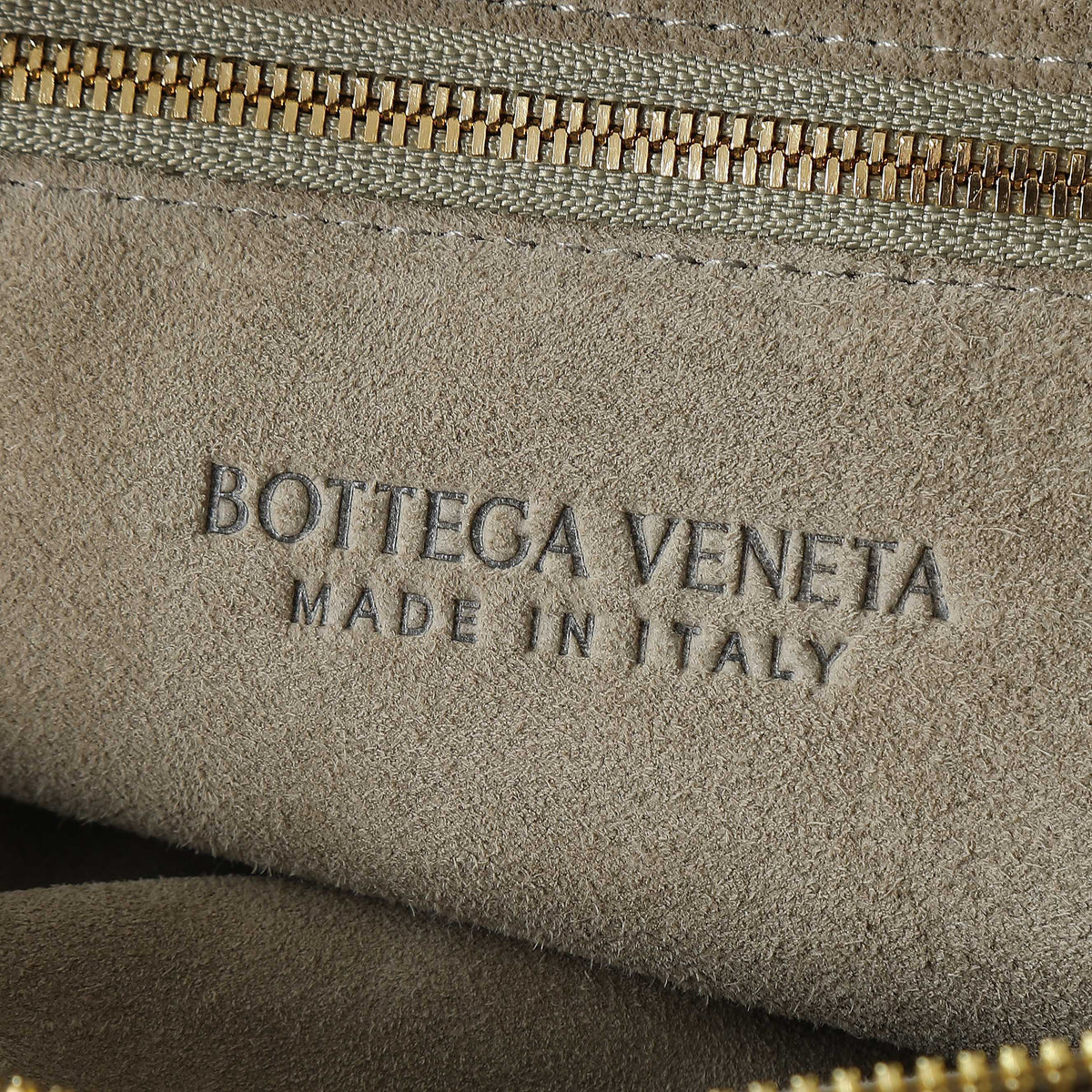 BOTTEGA VENETA 25S SMALL JODIE 48 IN MUTED TAUPE SUEDE GOLD HARDWARE