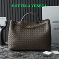BOTTEGA VENETA 25S LARGE ANDIAMO 42 IN DARK BROWN CALFSKIN GOLD HARDWARE